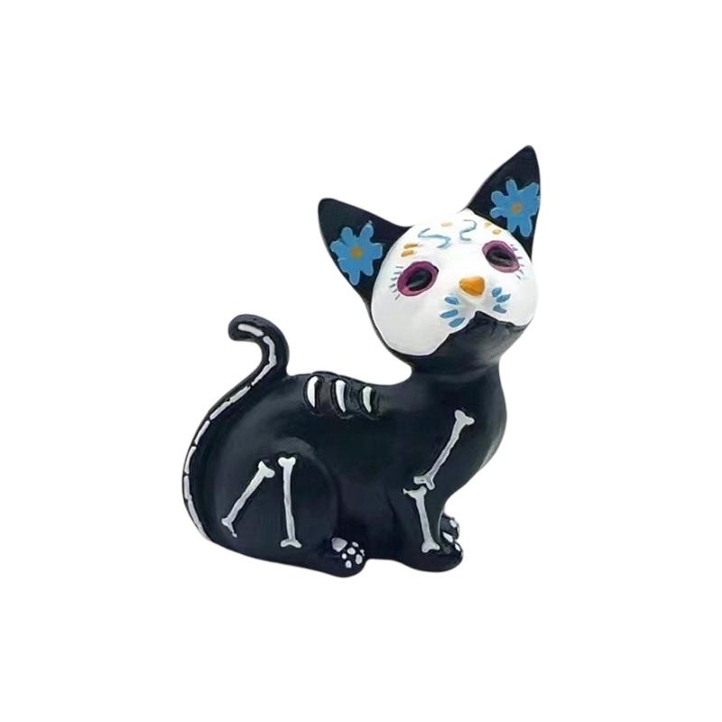 Halloweens Dog and Cats Resin Figurine Sturdy Decoration for Home Office Shelf Display