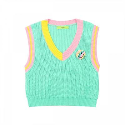 Green Color Block Knit Vest T31kcw011