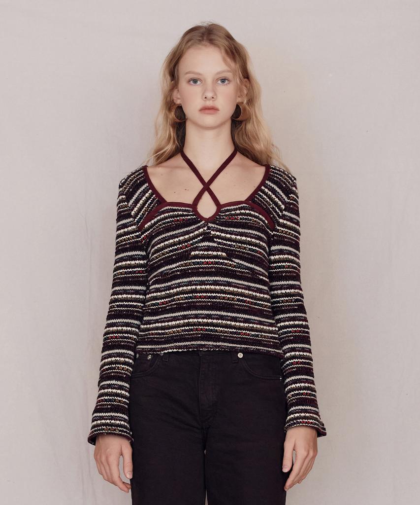 Pabeleupinggeo Strappy Halter Neck Knit (Wine)