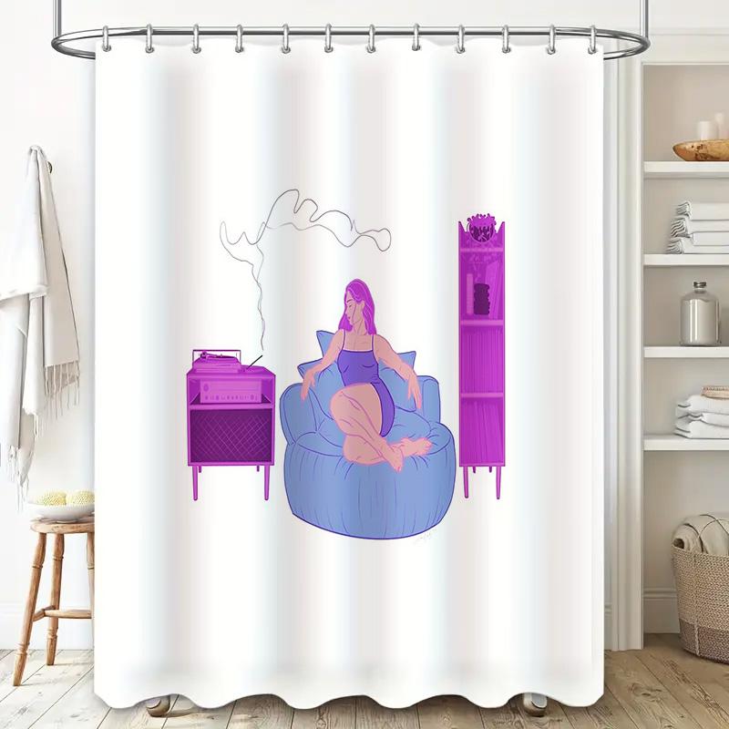 Boho Shower Curtain Vintage Aesthetic Room Decor Hippie Wall Art Bathroom Set Modern Abstract Art Home Decoration Peaceful Vibes