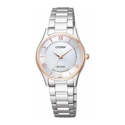 Kollektion Simple Adjust Eco-Drive Dünnes Partneruhr-Paar EM0404-51A Damen Silber