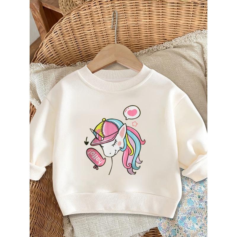European sizes A Brightly Colored Print Pattern, a Comfortable And Skin-Friendly Round-Neck Sweatshirt for Kids, Perfect for Everyday Wear