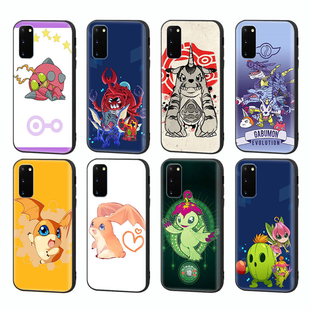 WD9 Digimon Black Sofe Case for Samsung Note 20 Lite S24 Ultra S23 A03 A05 A06 A11 A71 A15 A16 A13 A24 A25 A33 A52 A53 A50 M55 M35 Plus