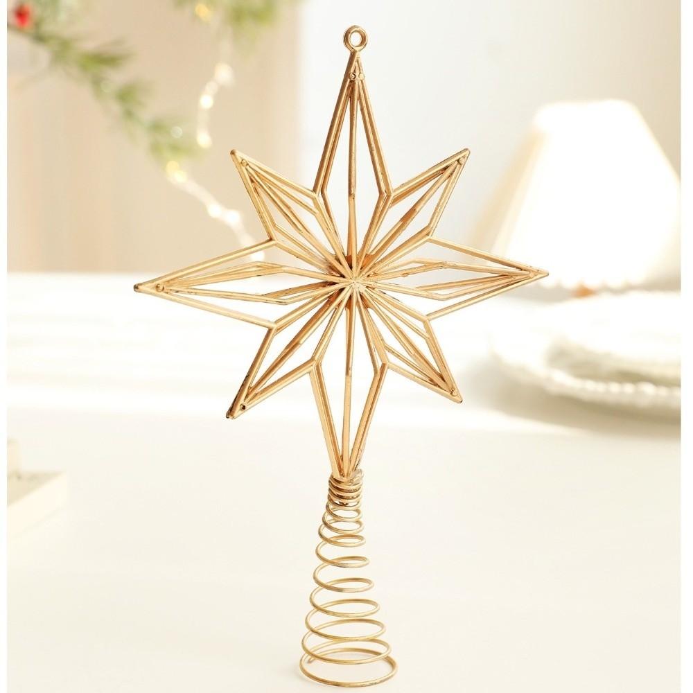 New Gold Star Christmas Tree Top Star Hollow Out Plastic Iron Christmas Tree Decorations Tree Ornaments Xmas Party