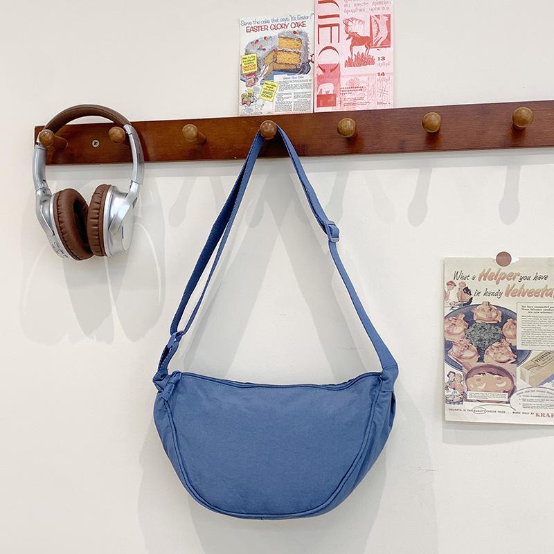 Solid Color Dumpling Bag Women's New Trendy Dumpling Bag Lightweight Shoulder Canvas Bag Satchel Bag Underarm Bag