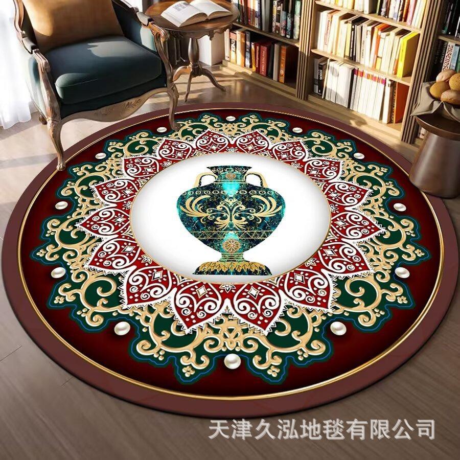 Circular Carpet Bedroom Living Room Carpet Coffee Table Carpet Home Sofa Circular Mat Ethnic Style Carpet