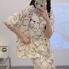 Summer Pure Cotton Pajamas Women's Pullover Sweet Casual Short-sleeved Cropped Pants Can Be Worn Outside Loungewear Student Dormitory Set