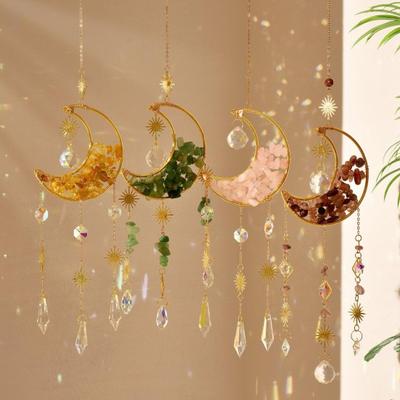 Prinzător de Soare Cristal Lună Semilună Prinzător de Soare Făcător de Curcubeu Ornament Prismă pentru Fereastră Balcon Dormitor Grădină Agățat