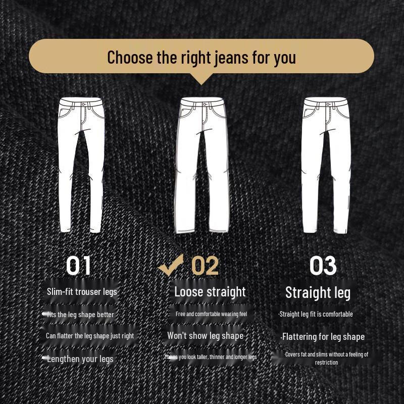 JEEP SPIRIT Men's Retro Straight Loose Wide Leg Jeans