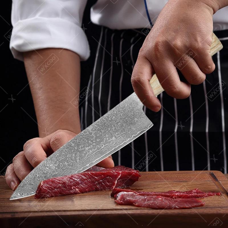 WXCOO Kitchen Knives Damascus Forged Chef Knife Butcher Cleaver Knife Meat Cleaver Fruit Slicing Knife Kitchen Accessories