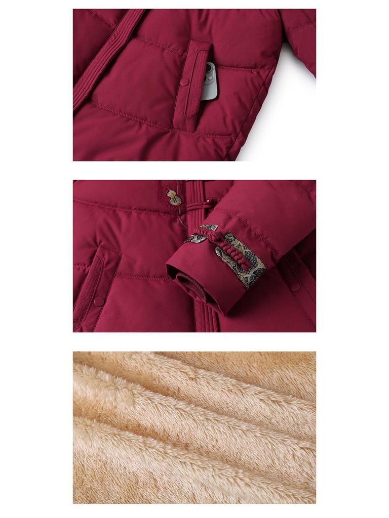 Chinese Mom's Winter Jacket: Thickened Fleece-Lined Coat for Middle-Aged & Elderly Women, 2025 Warm Cotton Outerwear
