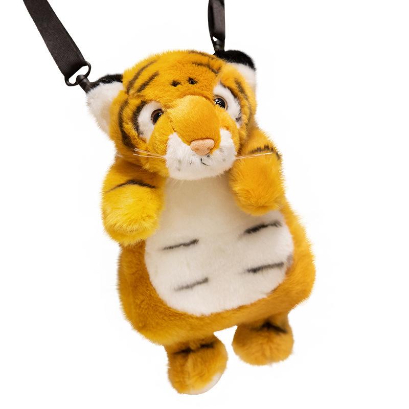 Cartoon Tiger Raccoon Bag Plush Toy Doll Snow Leopard Koala Doll Children Messenger Bag Soothing Doll