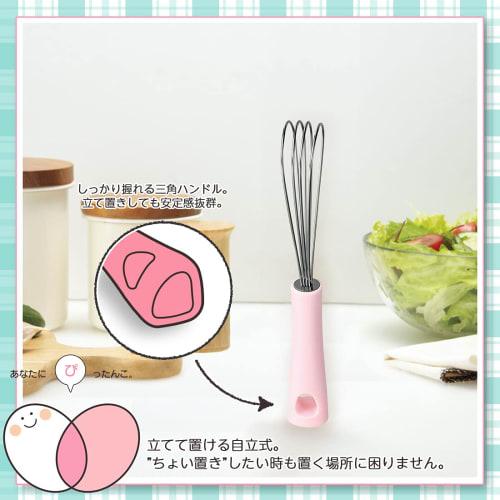 Shimomura Kogyo Pitaco Mini Whisk, Made In Japan, Dishwasher Safe, PC-205, Made In Tsubame-Sanjo, Niigata, Pink, Product Size: 6 X 20 Cm
