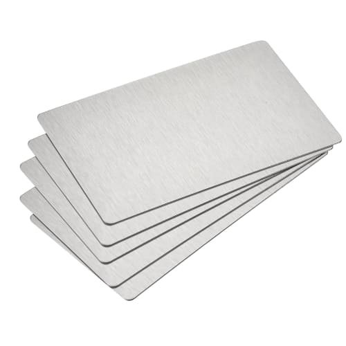 uxcell Blank Metal Cards, Plated 201 Stainless Steel Sheets, 80x50x0.4mm, Silver Tone, Pack of 5