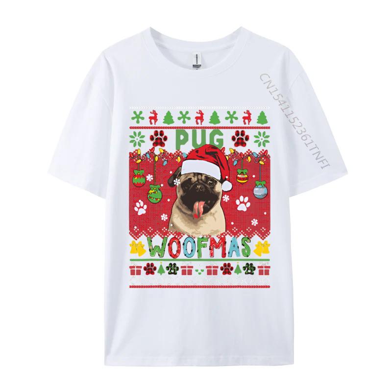 Pug Christmas Woof Santa Pug Matching Tshirt Graphic T Shirts 100 Cotton Breathable Tshirt Free Shippping Clothes