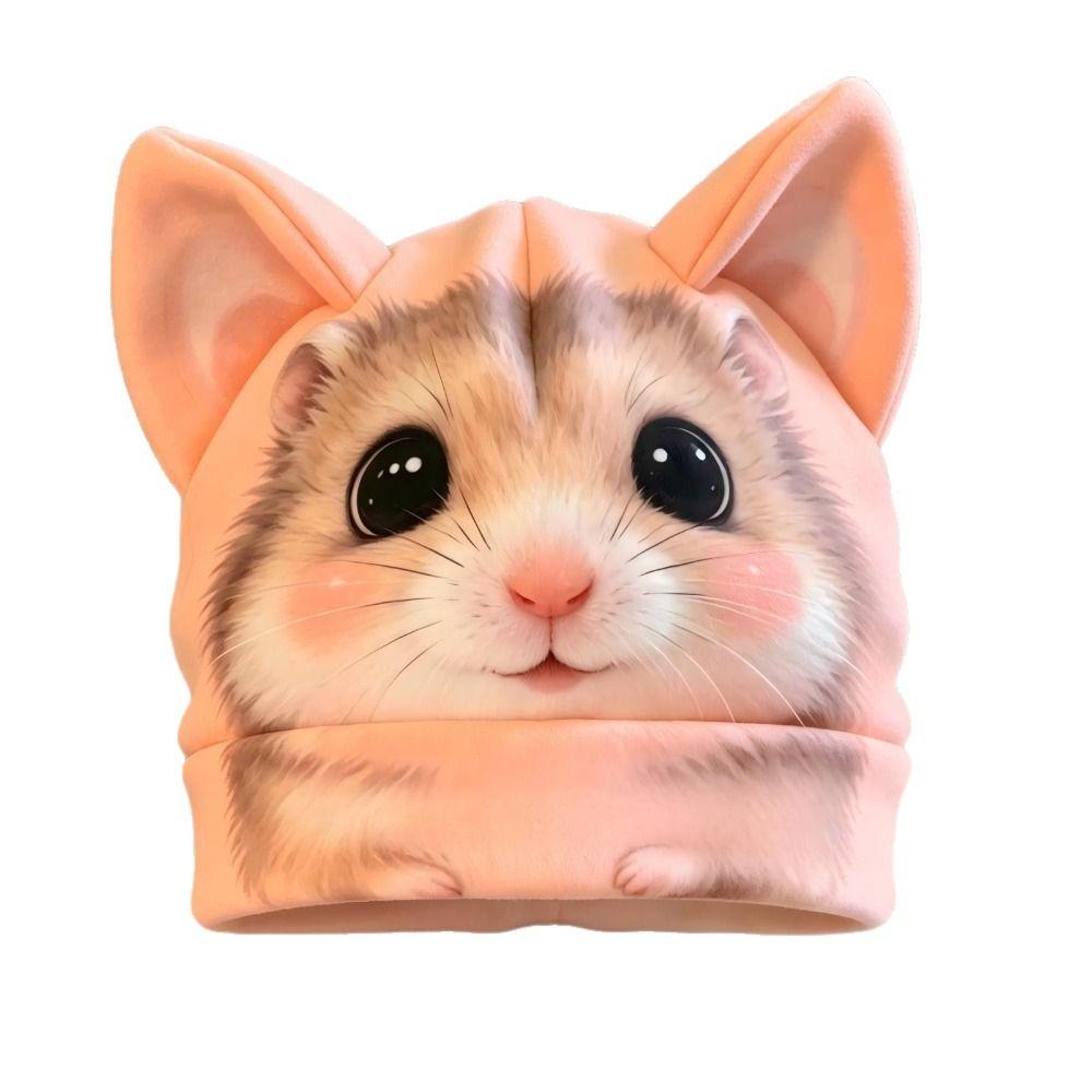 Soft Cute Winter Hat Cartoon Print Cartoon Beanie New Animal Beanie Hat Daily Outfits