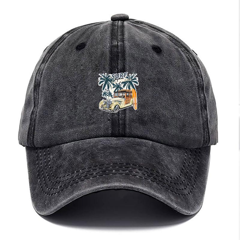 Customize Vintage Washed Cotton Baseball Cap Men Travel Sign Outdoor Dad Cap Adjustable Beach Style Surf Culture Casual Sun Hat Trendy Fashionable