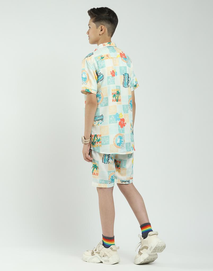 MONTE CARLO Boys Regular Fit Printed Half Sleeve Co-ord Set
