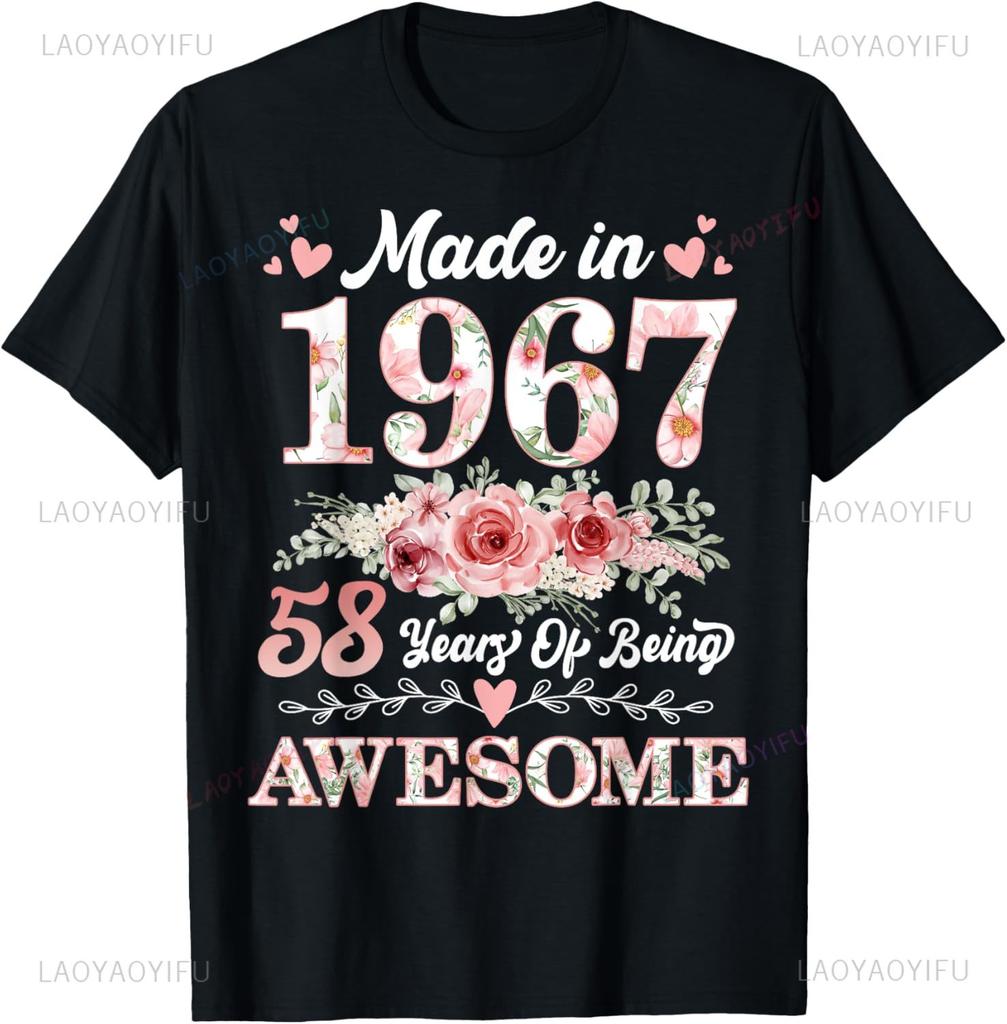 Vintage 1967 58 år gammal Män Kvinnor 58:e födelsedagspresenter T-shirt Casua Personliga kläder Grafiska t-shirts Ropa Hombre