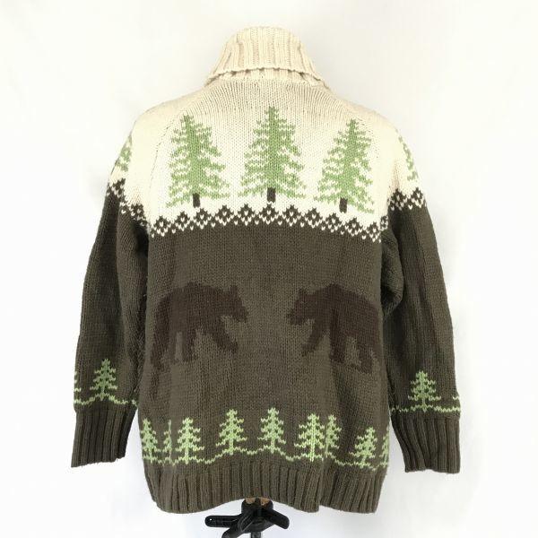 Eddie Bauer/Cowichan Sweater/Women’s PXL/White×Brown/Nordic Pattern/Knit Jacket/Outer(USED)