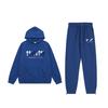Europäische und amerikanische trendige Marke blau-weißes Handtuch bestickt mit fleecegefütterten Herren- und Damen-Paar-Sweatshirts und Hosen, lässiges blaues Set