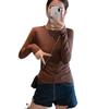 Women's 2025 Autumn/Winter White Slim Fit Long Sleeve Round Neck Base Layer Top