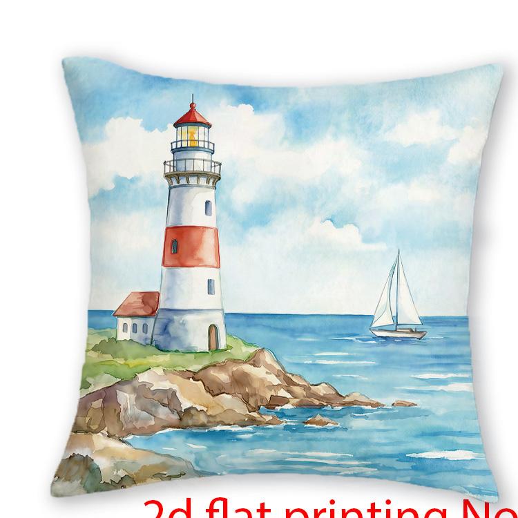 1/4pcs Coastal Beach Throw Pillow Covers Watercolor Nautical Lighthouse Tropical Holiday Outdoor Cushion Cases Cushion Cover