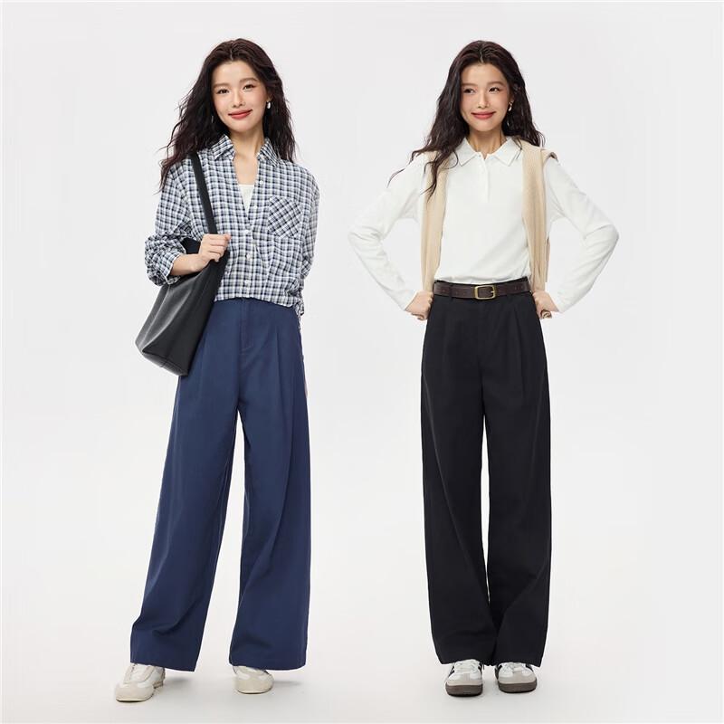 GIORDANO Unisex Pure Cotton Pleated Wide-Leg Casual Pants