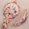 Collapsible Retro Relief Folding Comb Set Portable Foldable Cosmetic Mirror  Dresser Vanity