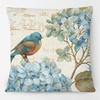 European Hydrangea Flower Birds Cushion Covers Blue Color Vintage Decorative Pillows For Sofa