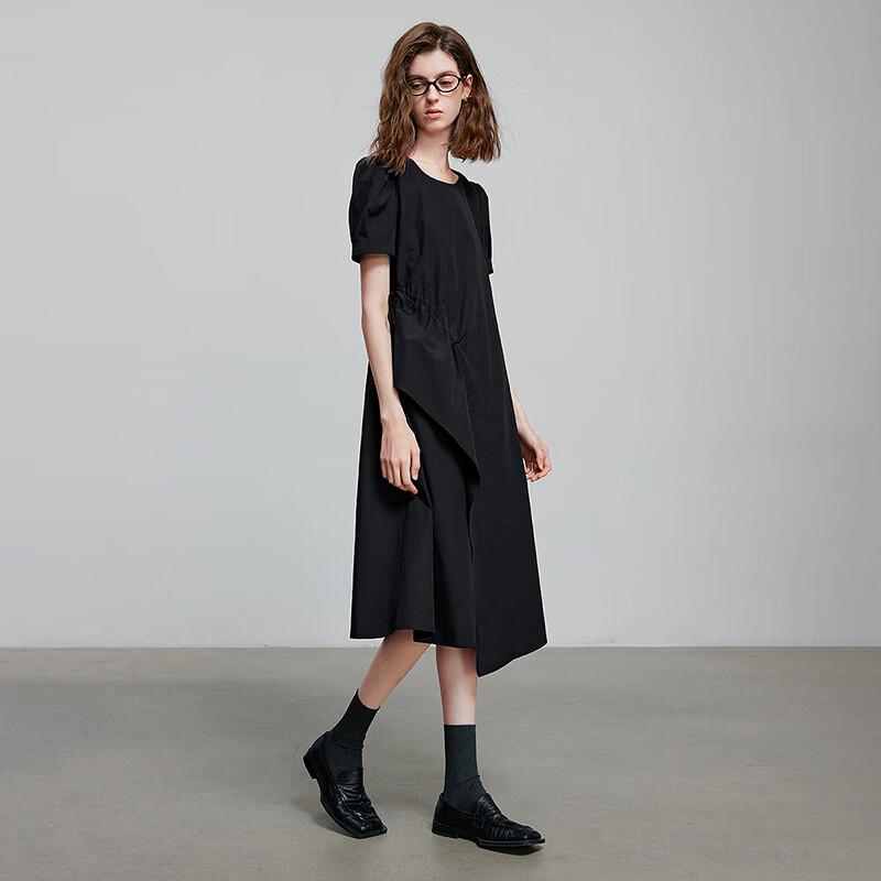 Chuyu Women's Asymmetrical Puff Sleeve A-Line Dress