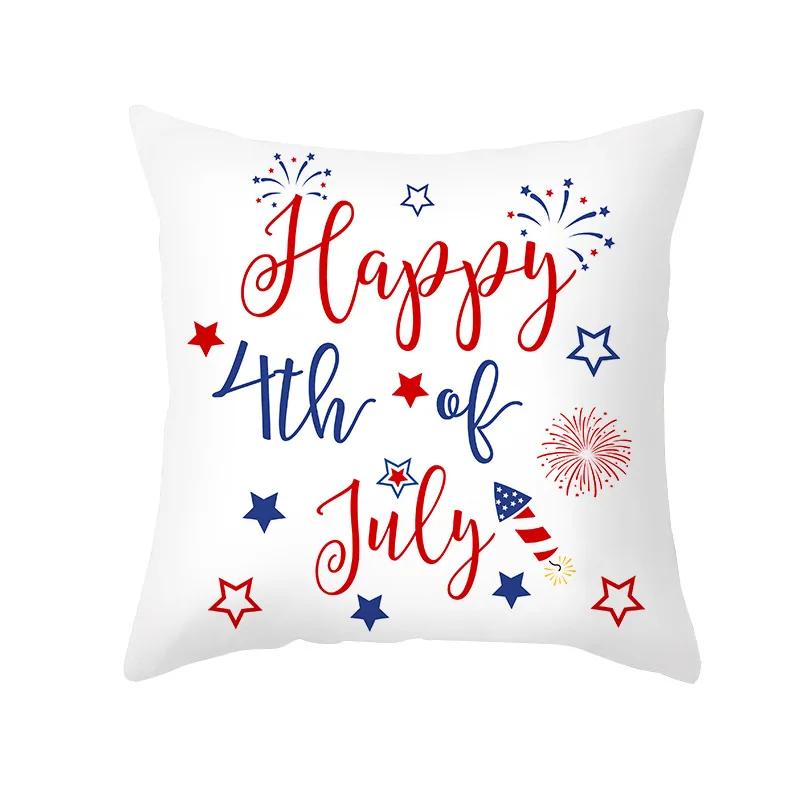 USA July 4th Independence Day Gifts Sofa Decor Throw Pillow Case Home Decorative Cushion Cover Fireworks Printed Pillows Cover