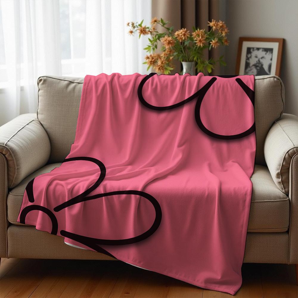 Outline Daisy Mix Cartoon Anime Print Flannel Blanket Soft Warm Throw for Kids Bedroom Sofa Christmas Office Car