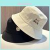 Cat Embroidered Cotton Fisherman Hat With Sun Protection For Casual Summer Wear