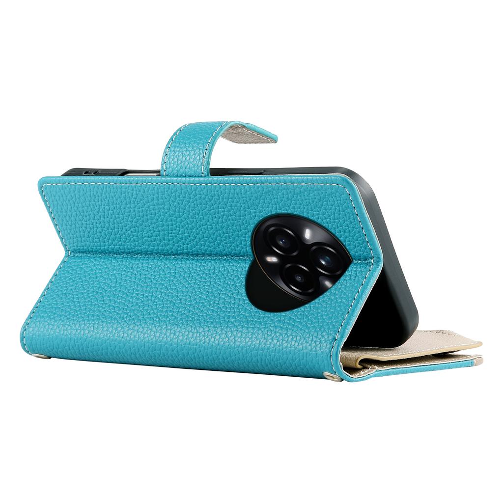 For Realme 14 Pro+ 5G Case Zipper Wallet Color Splicing Leather Flip Phone Cover with Straps