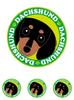 Rațe Gândeitoare Fund Câine Lung Negru și Cafeniu Autocolant Verde Spate Rotund Mărime L + SS [Set de 4] MK-2