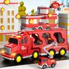 5-in-1 Fire Trucks Toddler Fire Engine Toys For Boys Girls Carrier Truck Transport Cars Christmas Birthday Best Present