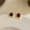 Maillard coffee color oval earrings niche simple versatile stud earrings fashion temperament high sense earrings women