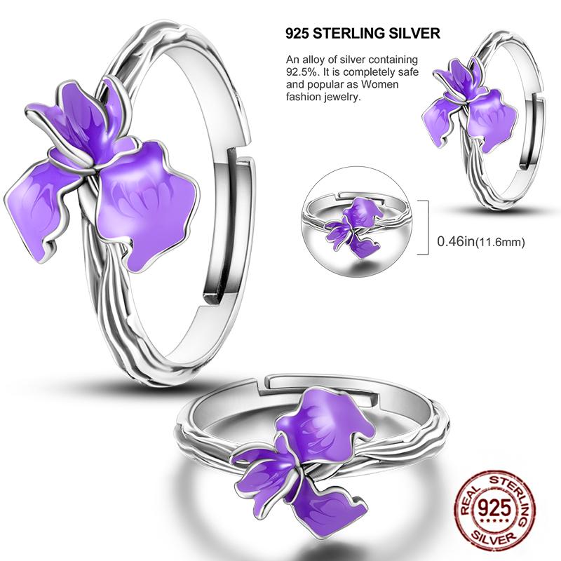 Free Size 925 Sterling Silver Ring Butterfly Sun Moon Sunflower Crystal Original Adjustable Rings for Women Wedding Jewelry Gift
