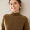 Women's Cashmere Raglan Sleeve Half-High Neck Sweater - Thickened Garter Stitch Knitwear, Versatile and Casual