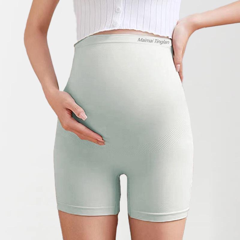 

Summer Maternity High Waist Tummy Support Safety Pants - Antibacterial Crotch Two-in-One Underwear One size сірий колір