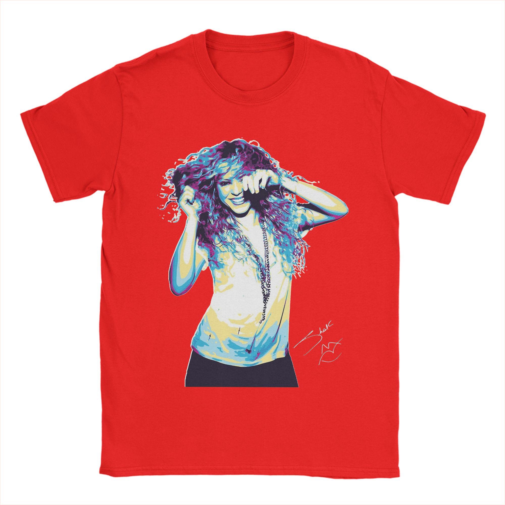 

Vintage Singer Shakira TShirts for Unisex Round Neck Cotton T Shirts Short Sleeve Tee Shirt Unique Tops S