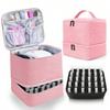 Modern Minimalist Double Layer Large Capacity Makeup Organizer For Travel And Home Use