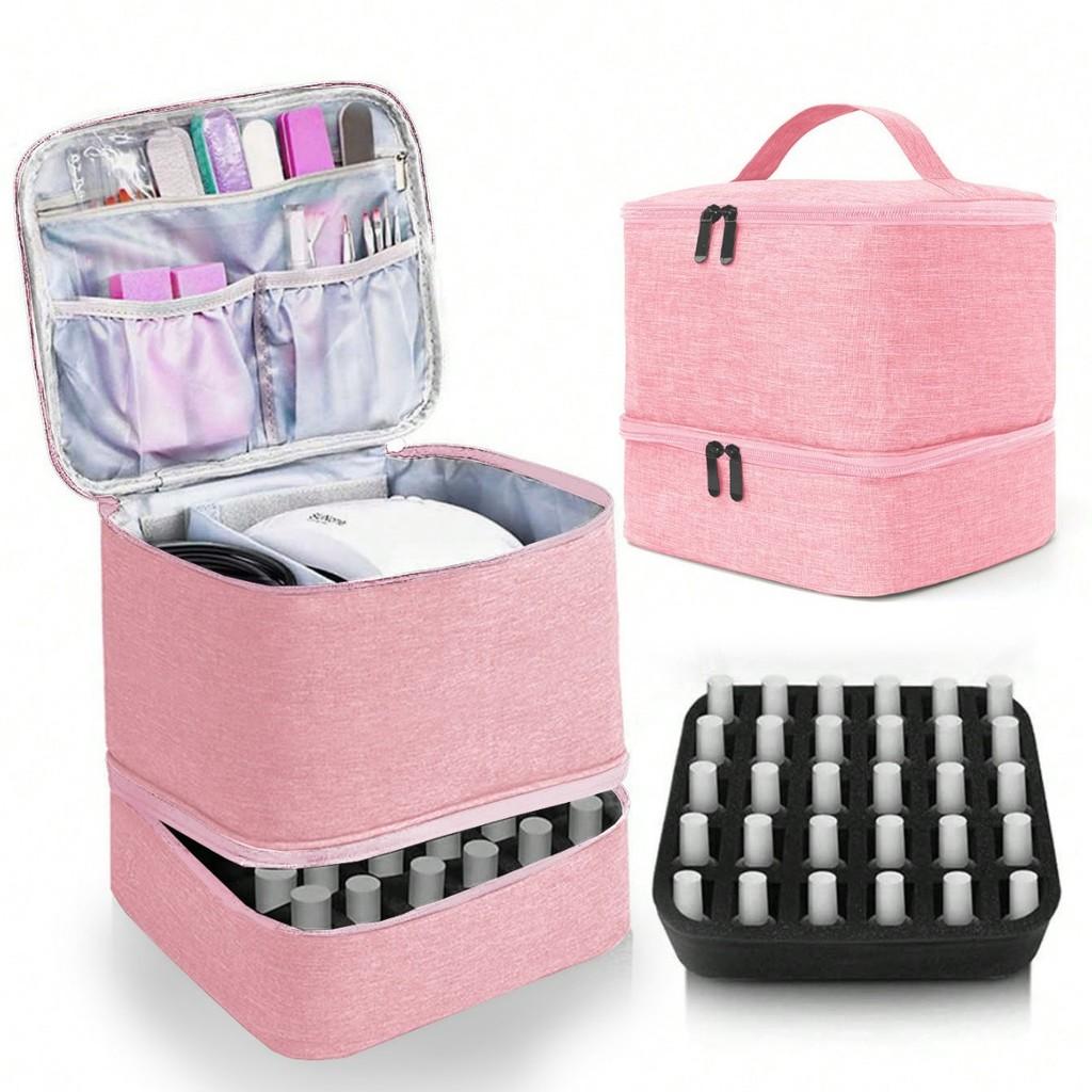 Modern Minimalist Double Layer Large Capacity Makeup Organizer For Travel And Home Use