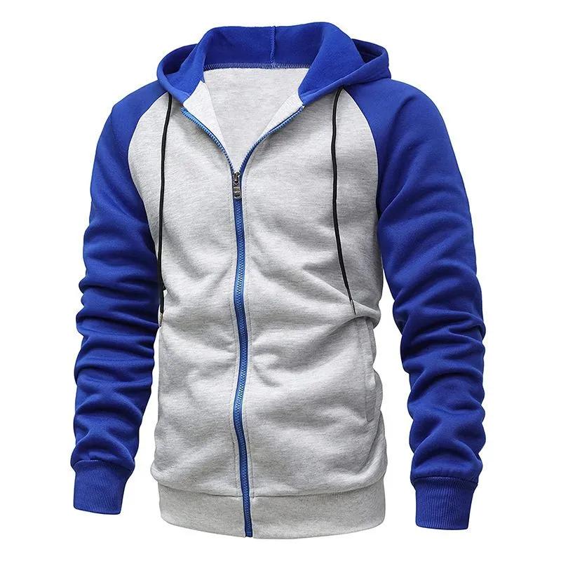 Autumn and Winter New Jacket Color Matching Zipper Shirt Plus Velvet Men's Hoodie Sweater Large Size Casual Top Men's Clothing