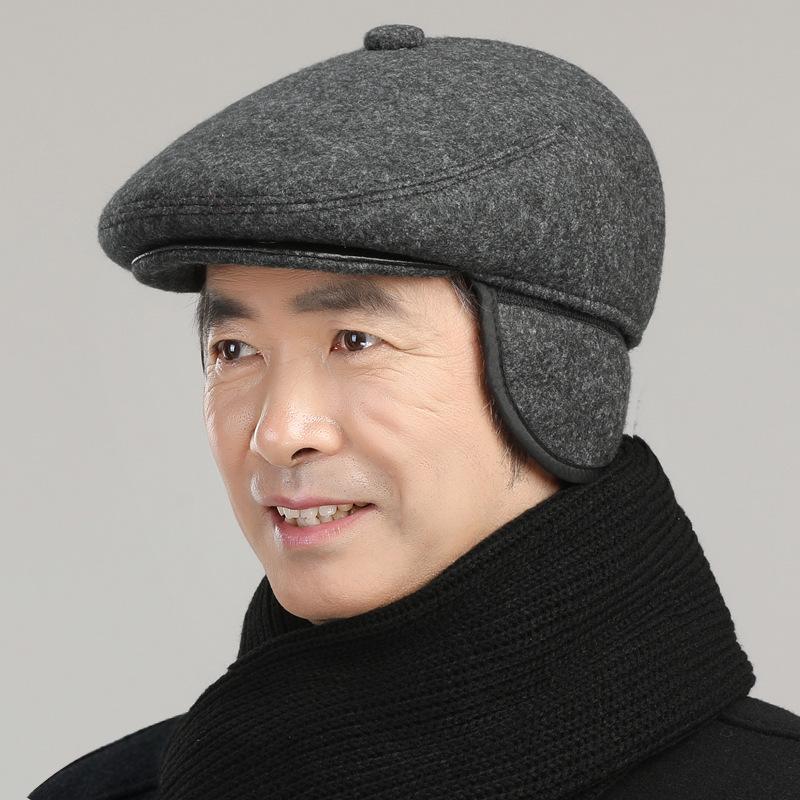 Hat Men's Winter Man Warm Ear Protector Thickened Forward Hat Grandpa Windproof Cap