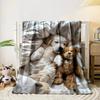 Golden Retriever and Teddy for all seasons blanket lunch break throw gift