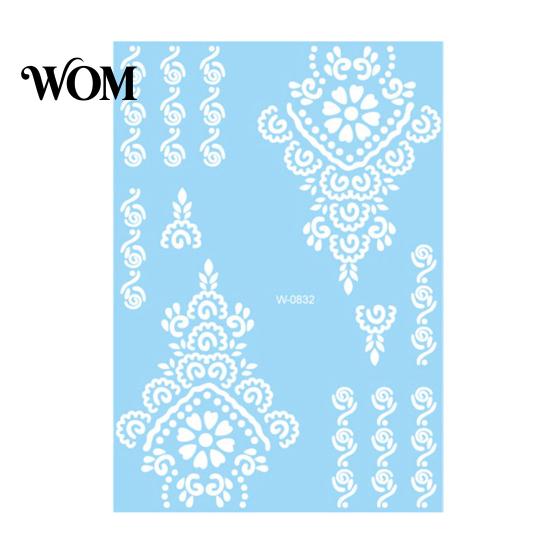 Eco-friendly Tattoo Sticker White Lace for Women, Temporary Face Body Skin-friendly Arm, Waterproof Fake Decal Wedding Party Festival Safe Tattoos