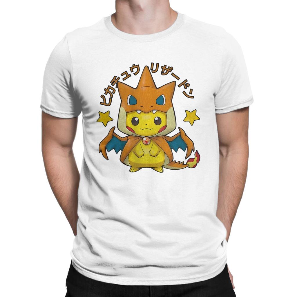 Pikachu anime cartoon printed mens and womens pure cotton shortsleeved roundneck Tshirt casual classic style