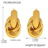 Qiong Yao Fashion 18K Gold-Plated Circle Line Ear Studs - Niche Design, Light Luxury Stainless Steel for Women